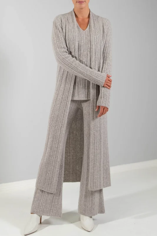 mohair ribbed cardigans -RECYCLED CASHMERE RIBBED DUSTER