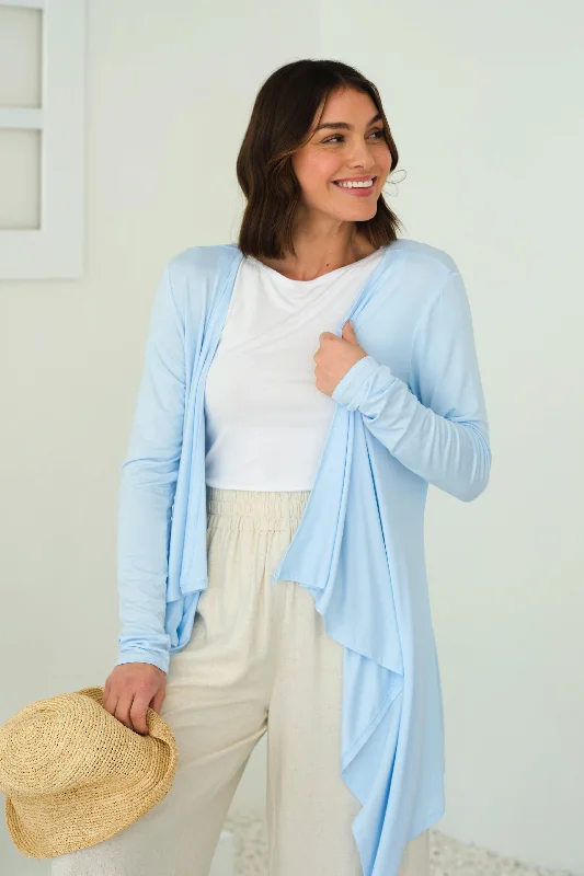 vintage cashmere cardigans -Waterfall Cardigan - Powder Blue