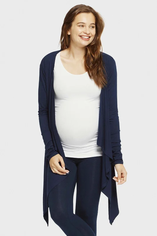 cashmere ribbed cardigans -Waterfall Maternity Cardigan - Navy