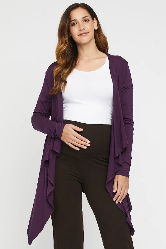 cozy ribbed cardigans -Waterfall Maternity Cardigan - Plum