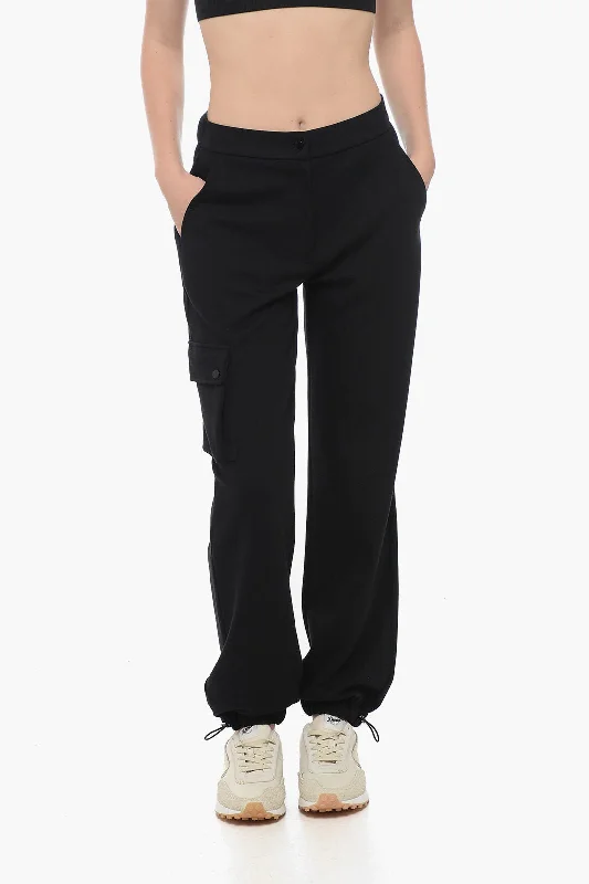 relaxed fit wide leg pants -Armani EMPORIO Cargo Sweatpants with Drawstringed Ankles