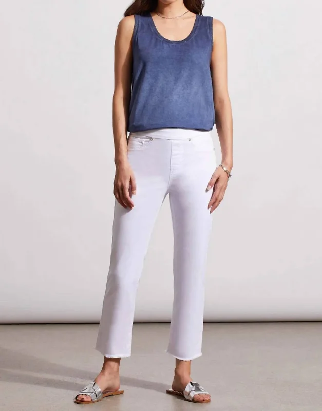 elegant satin casual pants -Audrey Pull-On Pant In White