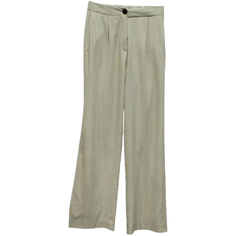 minimalist slim jogger pants -Ba&Sh Wide Leg Trousers in Nude Cotton