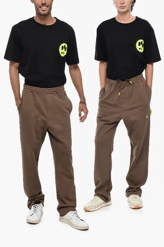 trendy oversized jogger pants -Barrow Brushed Cotton UNISEX Joggers with Contrasting Logo