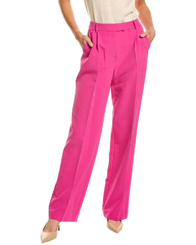 trendy track sweat pants -BCBGMAXAZRIA Pleated Straight Leg Pant