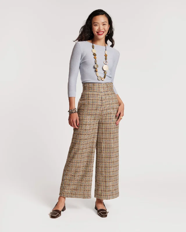 durable outdoor wide leg pants -Bryant Wool Pant Baby Houndstooth