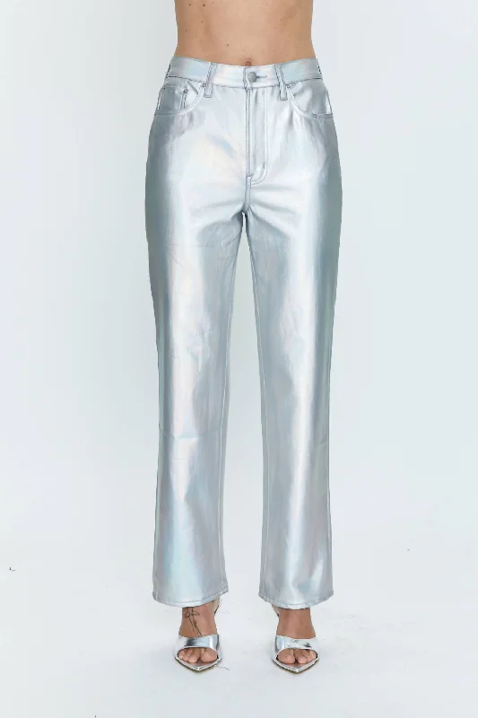 minimalist slim leggings pants -Cassie High Rise Straight Pant In Coated Prism