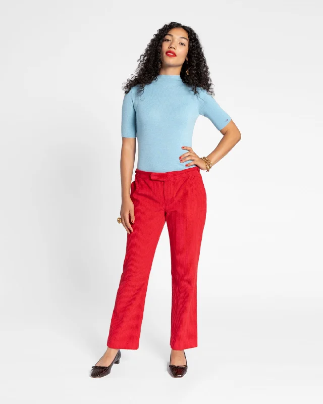 chic high rise wide leg pants -Chloe Corduroy Pant Red