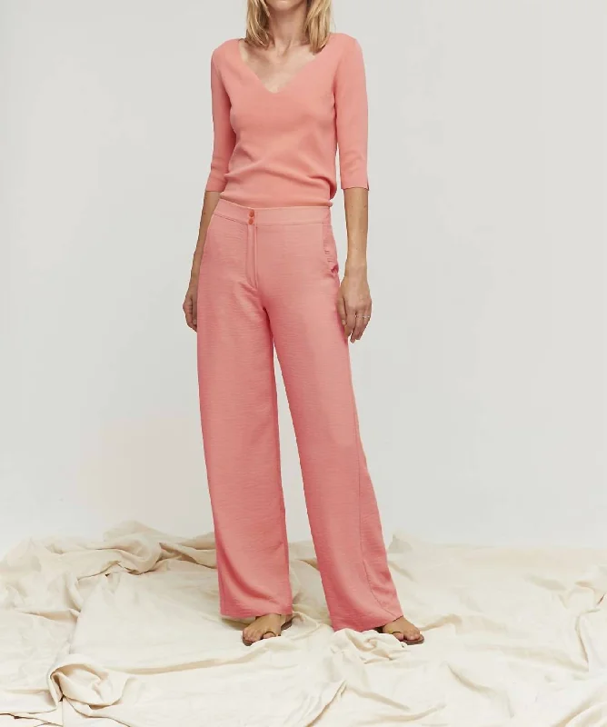 stylish pocket cargo pants -Coral Flowy Pant