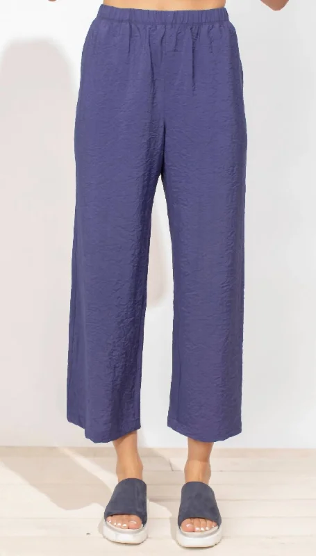 bold checkered sweat pants -Crinkle Easy Pant In Navy