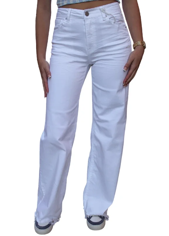 quick dry chino pants -Eleanor High Rise Wide Leg Jeans In White