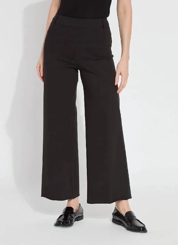 premium bamboo jogger pants -Erin Hi Waist Wide Leg Denim Pants In Midtown Black