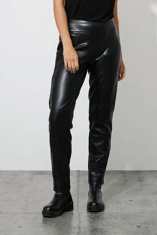 soft cotton dress pants -Faux Leather Pant In Black