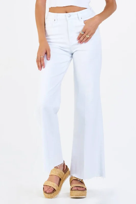 eco-friendly hemp pants -Fiona Wide Leg Jeans In White