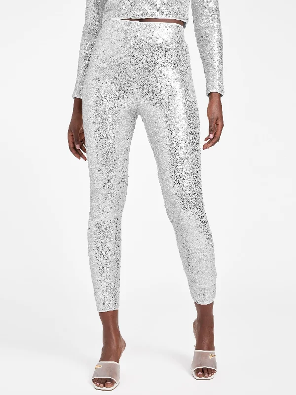 flared ankle pants -Hallie Sequin Leggings