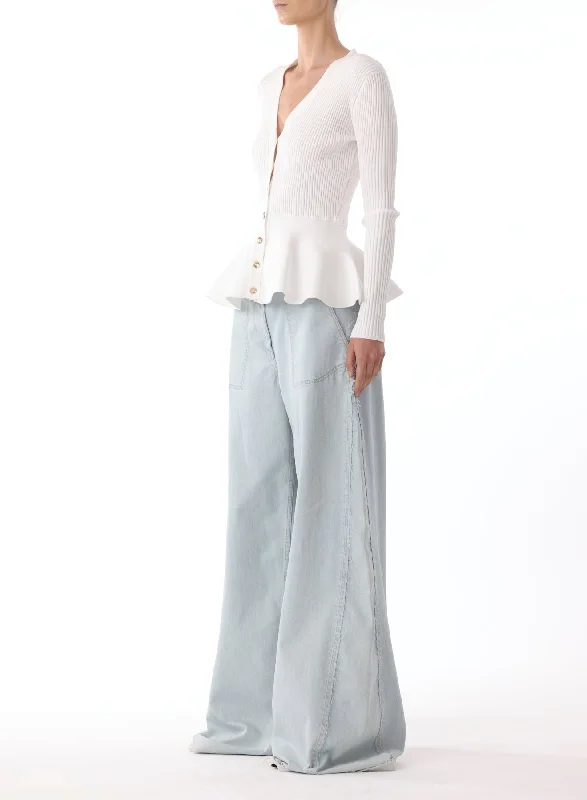 tailored slim casual pants -High Rise Wide Leg Jeans W/ Raw Hem