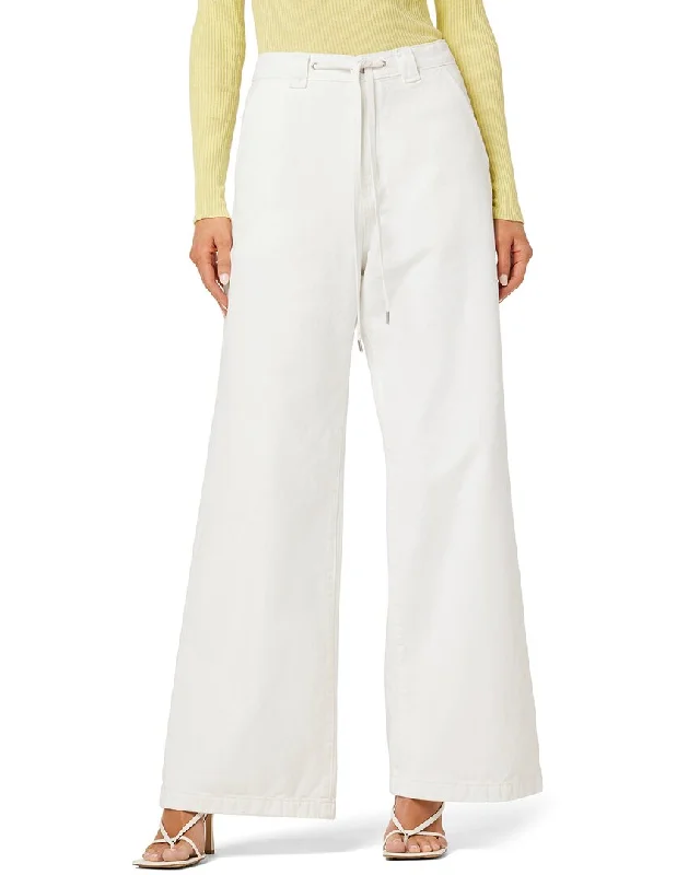 high performance sweat pants -HUDSON Jeans Wide Leg Drawstring Trouser White Jean