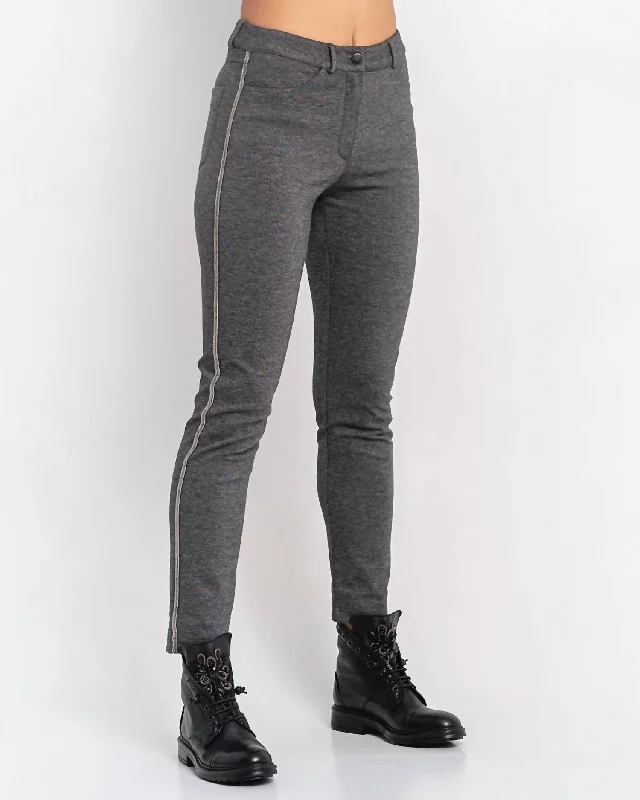 warm layered chino pants -Jean With Side Stripe In Grey