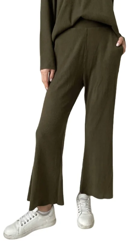 soft jersey jogger pants -Lazy Sunday Lounge Pants In Army Green