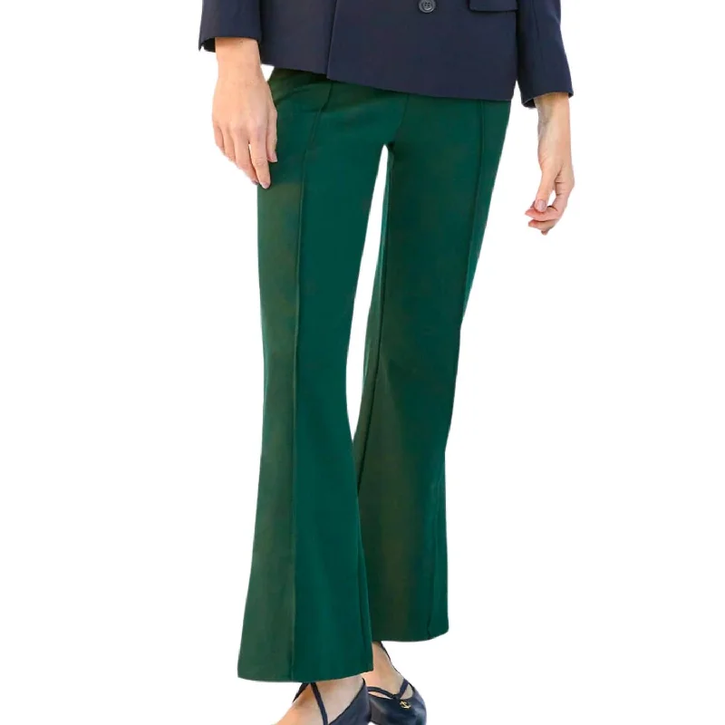 elegant fitted wide leg pants -Le Flare Pant In Forest Ponte