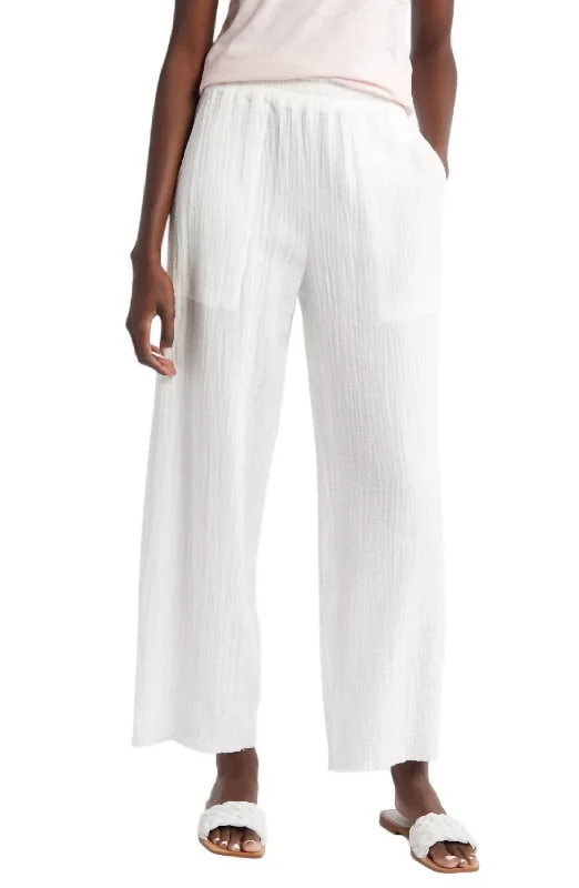 minimalist slim casual pants -Leon Crop Pant In White