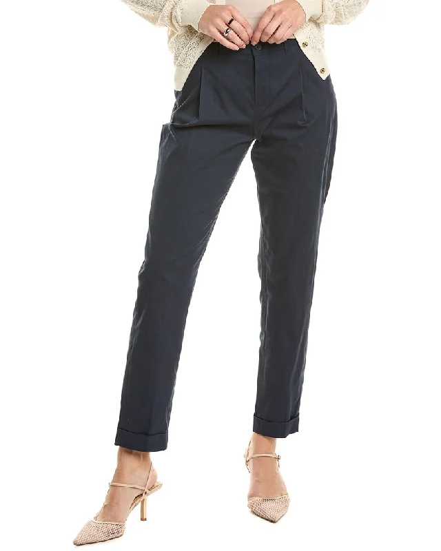 flared hem skinny pants -Loro Piana Pleated Pant