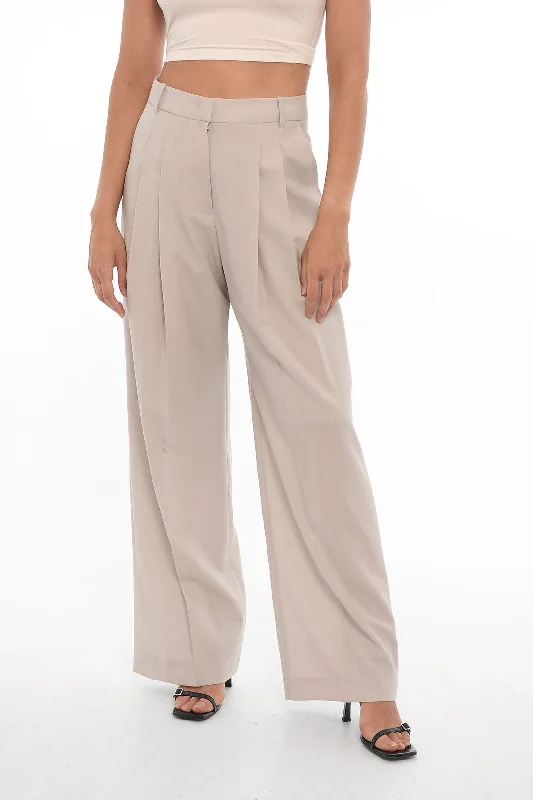 tailored slim chino pants -Low Classic High Waist Double Pleated Pants