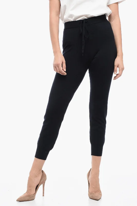 trendy oversized leggings pants -Max Mara S Drawstringed ELIA Knitted Pants