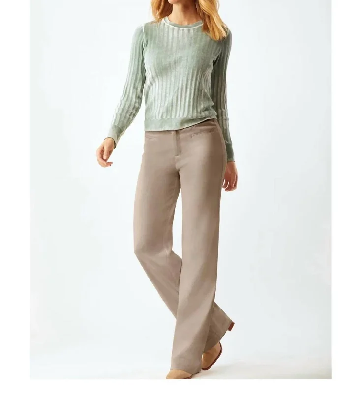 cozy velour skinny pants -Mcguinn Clean Wide Leg Pant In Khaki