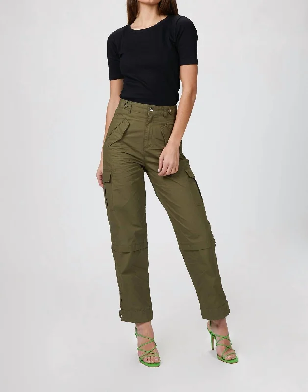 elegant satin skinny pants -Military Trousers In Army Green