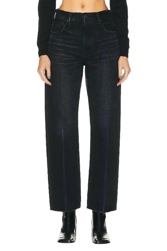 flared hem wide leg pants -Murrieta Wide Straight Jean In Black