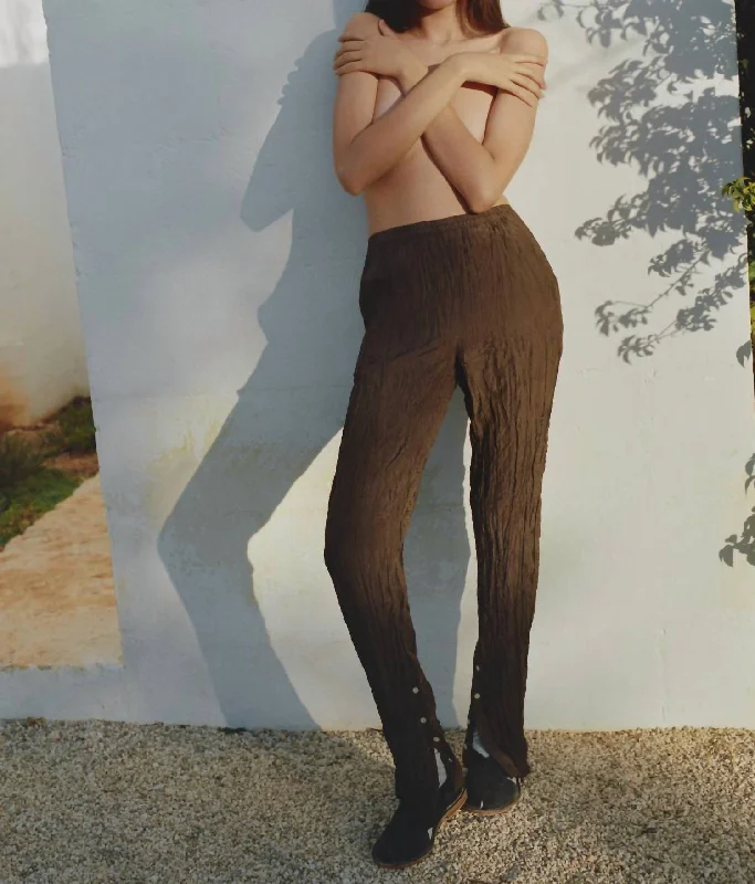 minimalist straight leggings pants -Nasree Flare Pants In Cacao