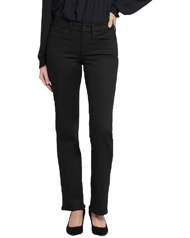 soft knit casual pants -NYDJ Marilyn Black Rinse Straight Jean