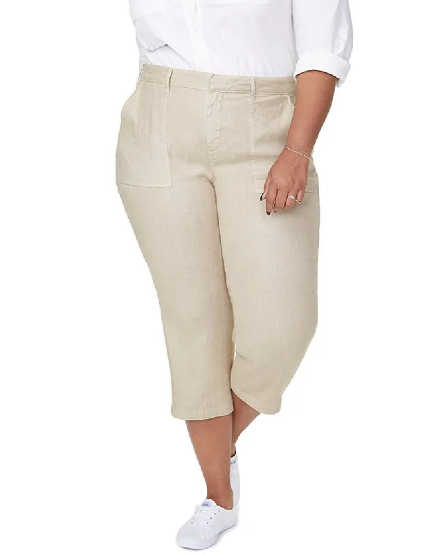 chic cigarette dress pants -NYDJ Plus Linen-Blend Utility Capri Pant