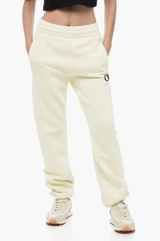 trendy oversized sweat pants -Off-White Embroidered Logo Brushed Cotton Joggers