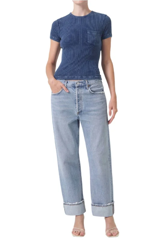 flared hem pants -Organic Cotton Fran Low Slug Straight Jeans In Force