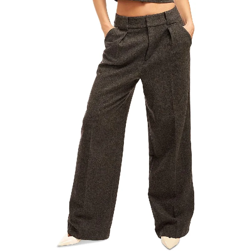 soft knit cargo pants -Owen Womens Pleated Work Wear Wide Leg Pants