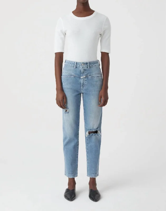 soft knit chino pants -Pedal Pusher Jeans In Light Wash