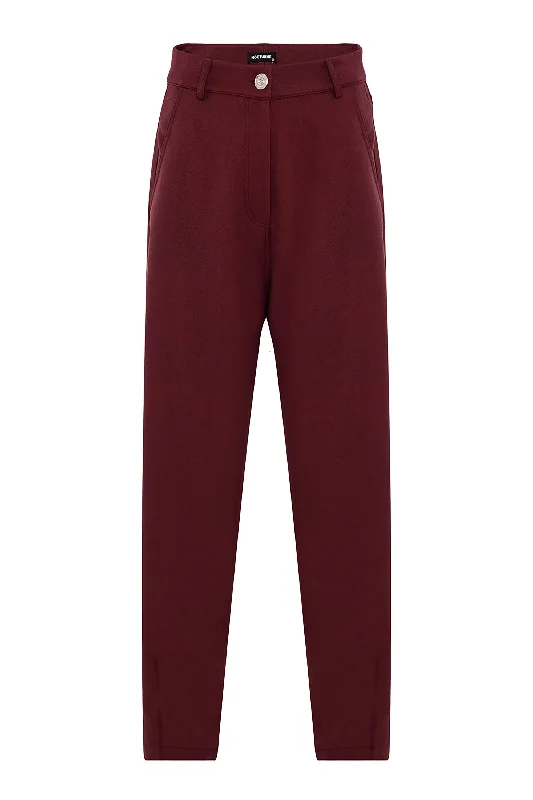 cozy fleece leggings pants -Pleated Slouchy Pants