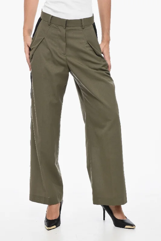 breathable mesh pants -Sacai Front-pleated Joggers with Wide-leg