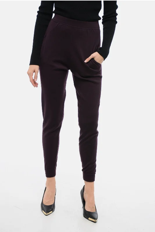 stylish palazzo cargo pants -Saint Laurent Wool Sweatpants with Flush Pockets