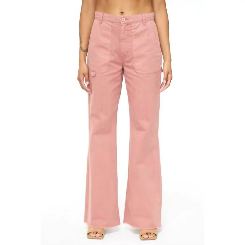 elegant fitted casual pants -Sasha High-Rise Relaxed Flare Pants In Clay