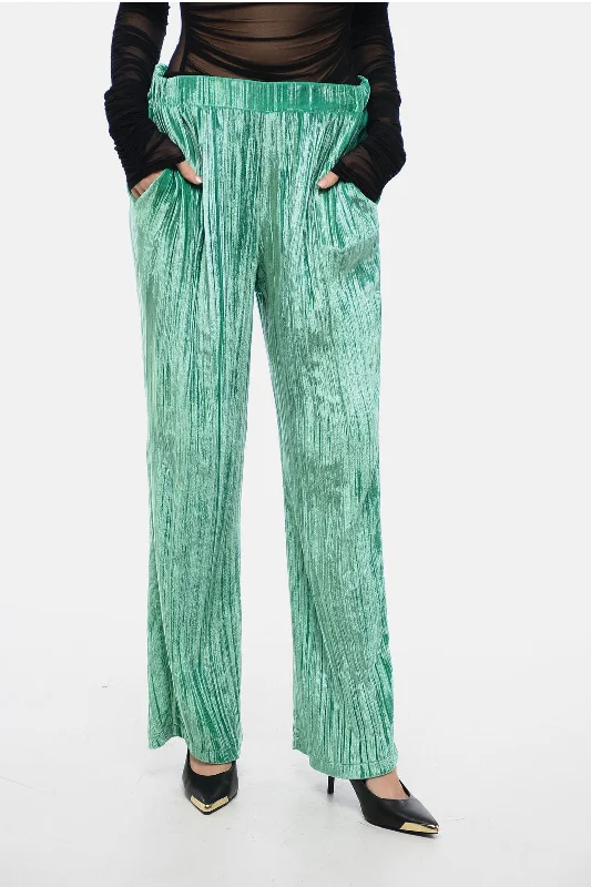 casual weekend skinny pants -Sleep no More Curly Velvet Wide-Leg Pants