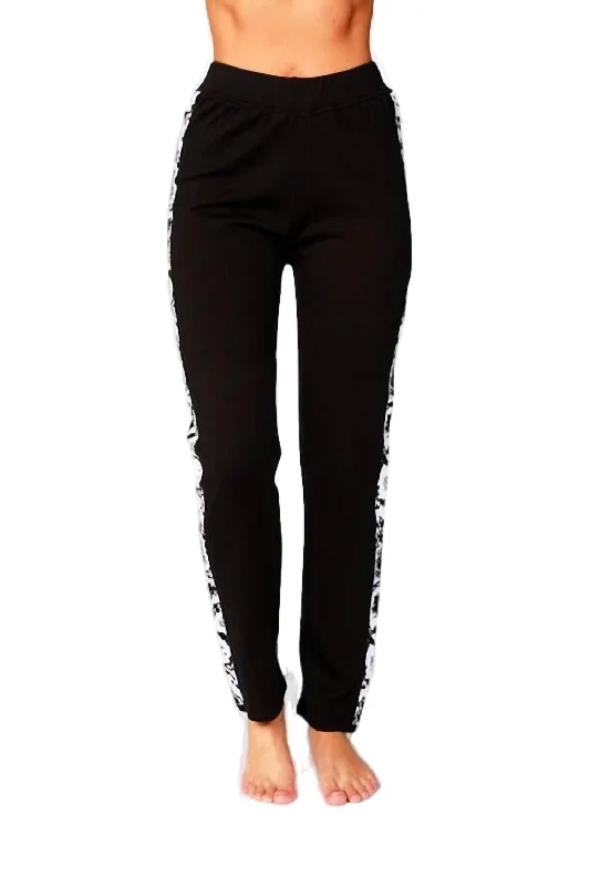 cozy fleece skinny pants -Snake Trim Track Pant In Black