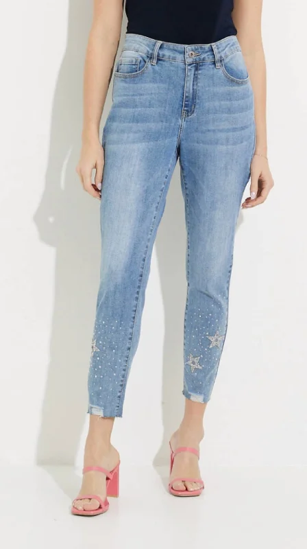 soft cotton dress pants -Star Bling Lower Leg Jeans In Medium Blue