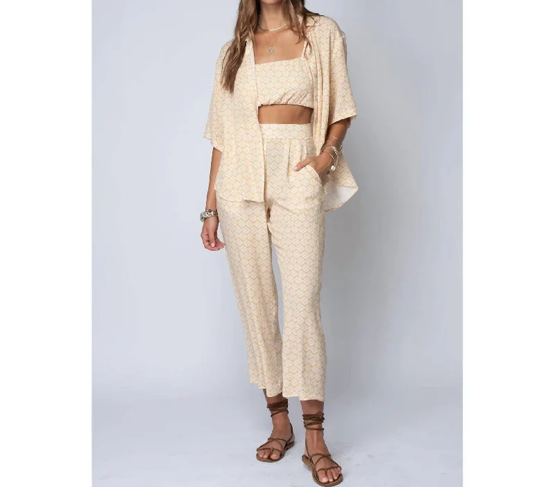 soft cotton cargo pants -Sunset Wide Leg Crop Pant In Stay Golden