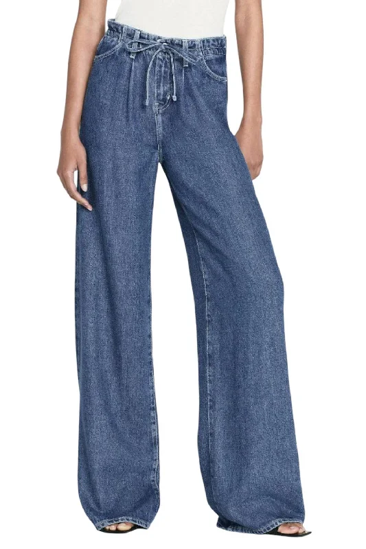 casual chino pants -Super Drape Drawstring Wide Leg Jeans In Ghost