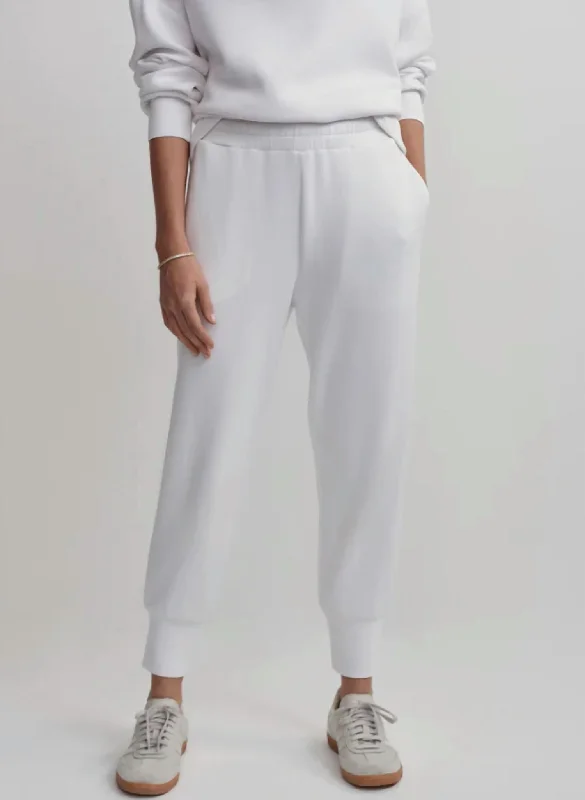 bold geometric leggings pants -The Slim Cuff Pant 25 In White