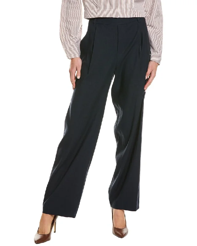 relaxed fit dress pants -Vince Straight Leg Pull-On Linen-Blend Pant