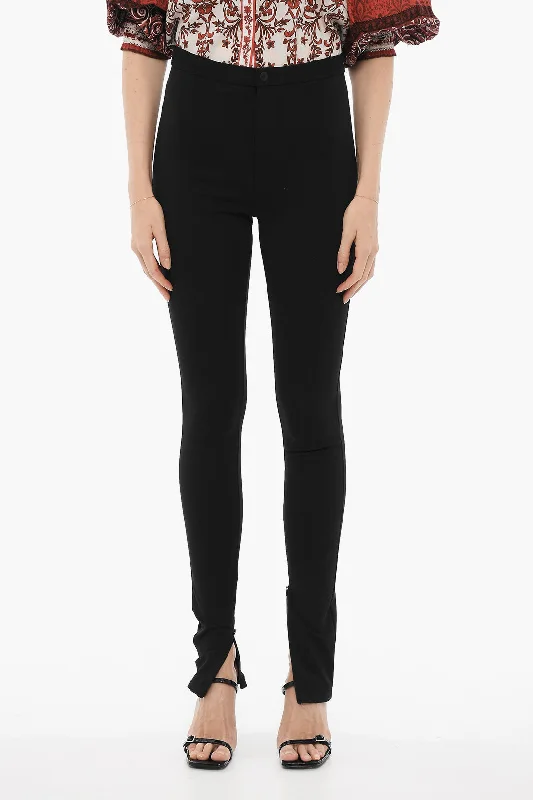 vintage flare skinny pants -Wardrobe.nyc High-Waisted Stretch Fabric Pants with Ankle Zip